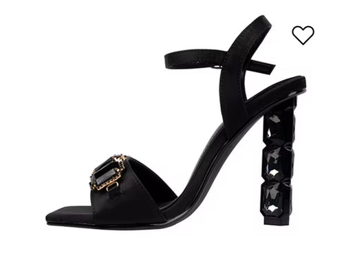 Black Satin Ankle Strap Sandal Karisma