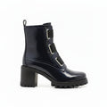 Navy or Burgundy Premium Patent-Finish Ankle Bootie Believe Women's Bootie — Style 28