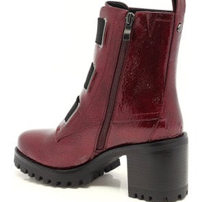Navy or Burgundy Premium Patent-Finish Ankle Bootie Believe Women's Bootie — Style 28