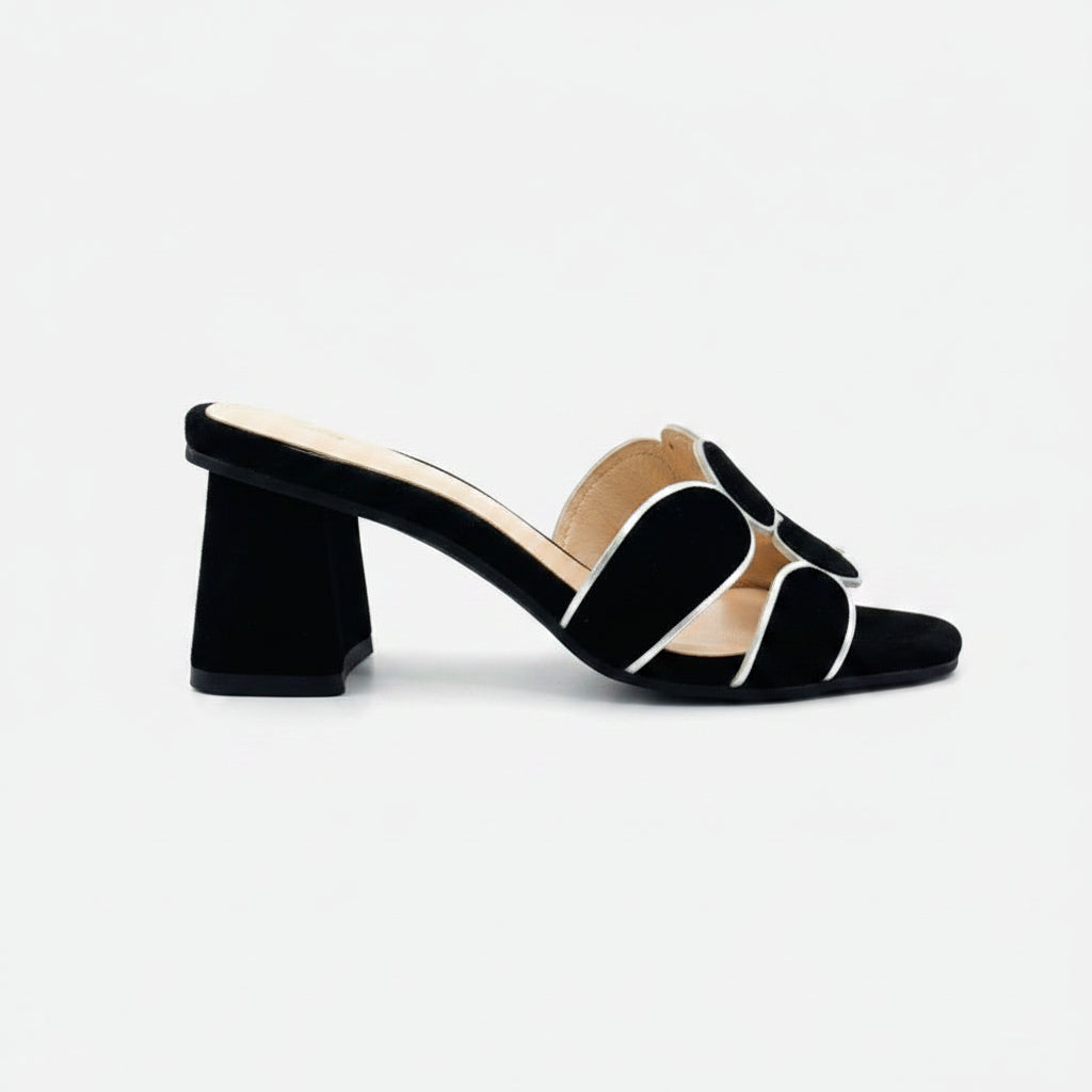 Black Block Heel Mule Sandle Cleo