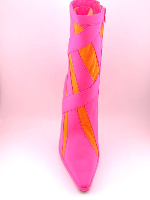 Bandage Sock Bootie with Stiletto Heel Stripes